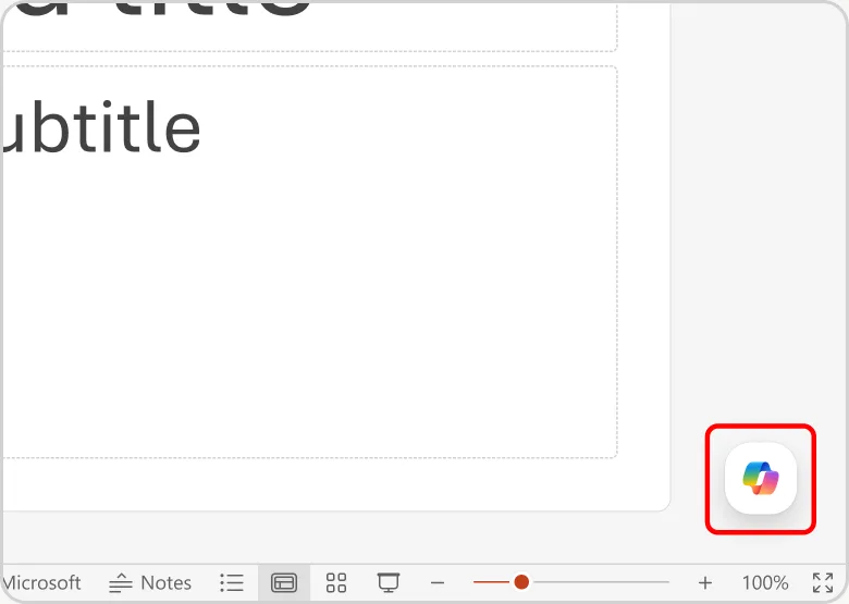 Copilot menu in PowerPoint