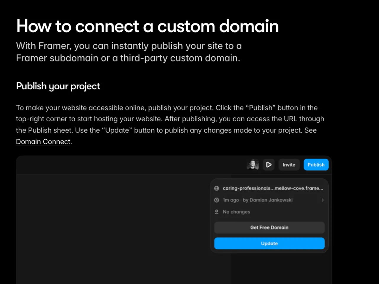 이 단계와 관련된 Framer Help 공식 제품 화면