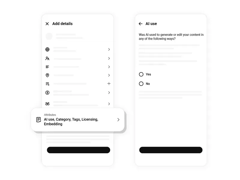 AI usage disclosure information at upload time.